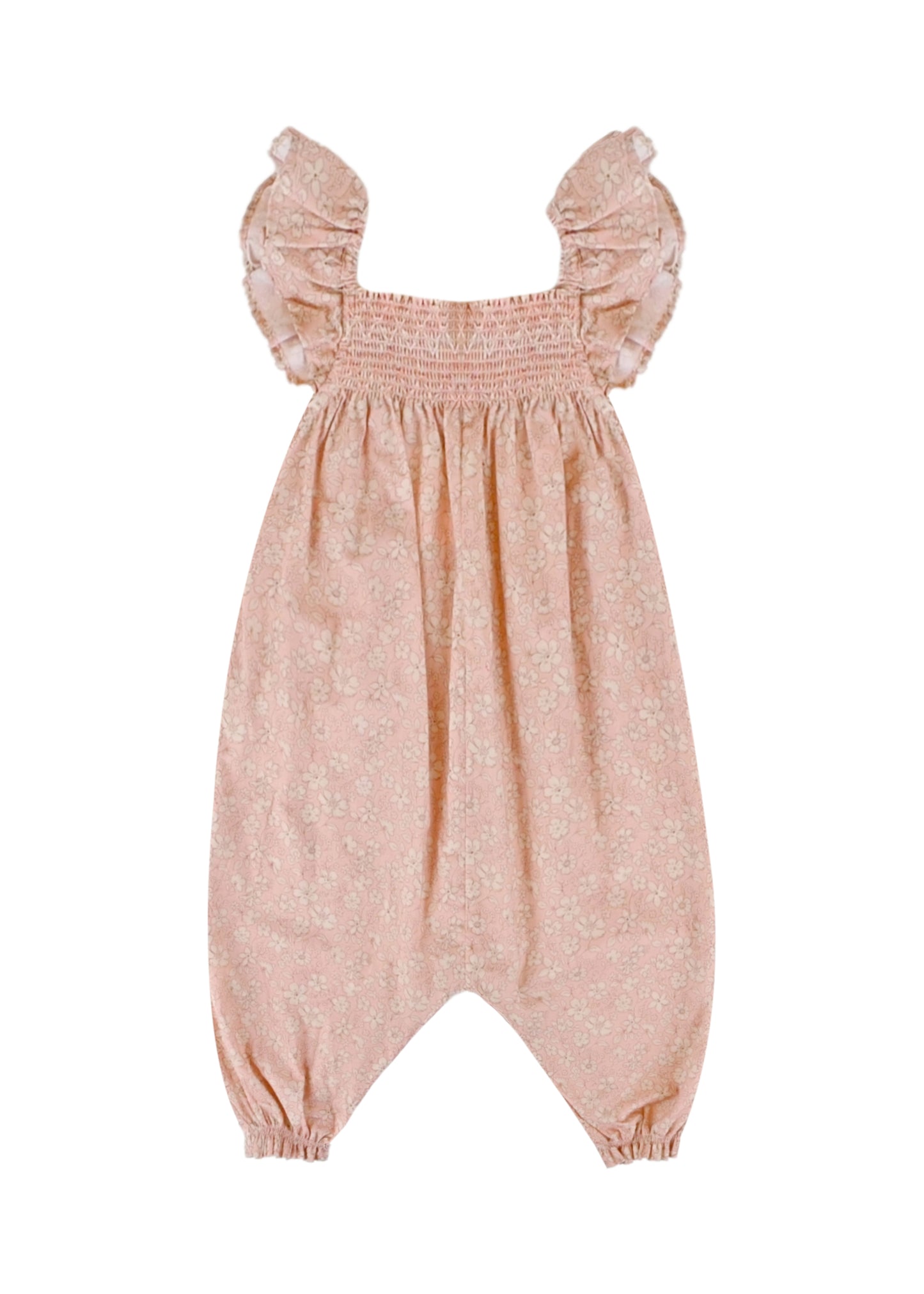 Load image into Gallery viewer, Emma Baby Smocked Overalls Romper Garden Flowers
