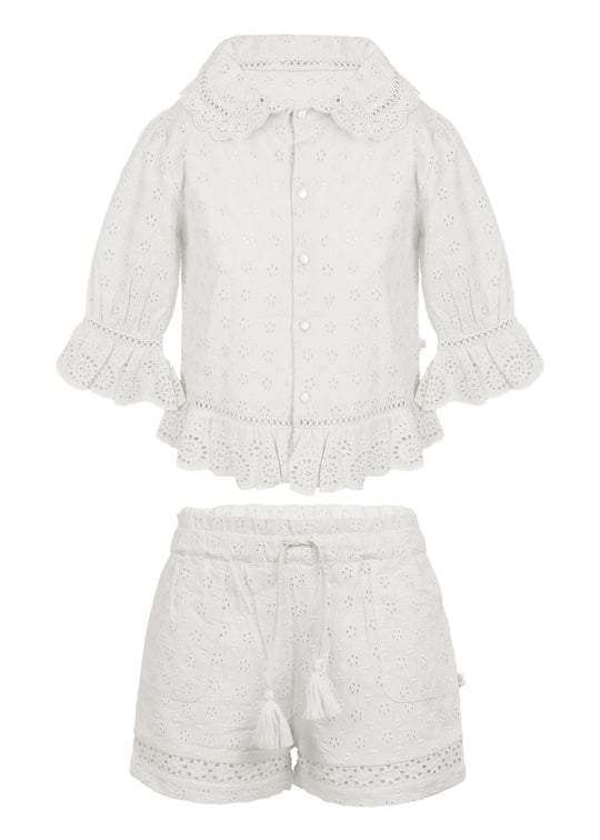 Iris Blouse and Shorts Set Ivory