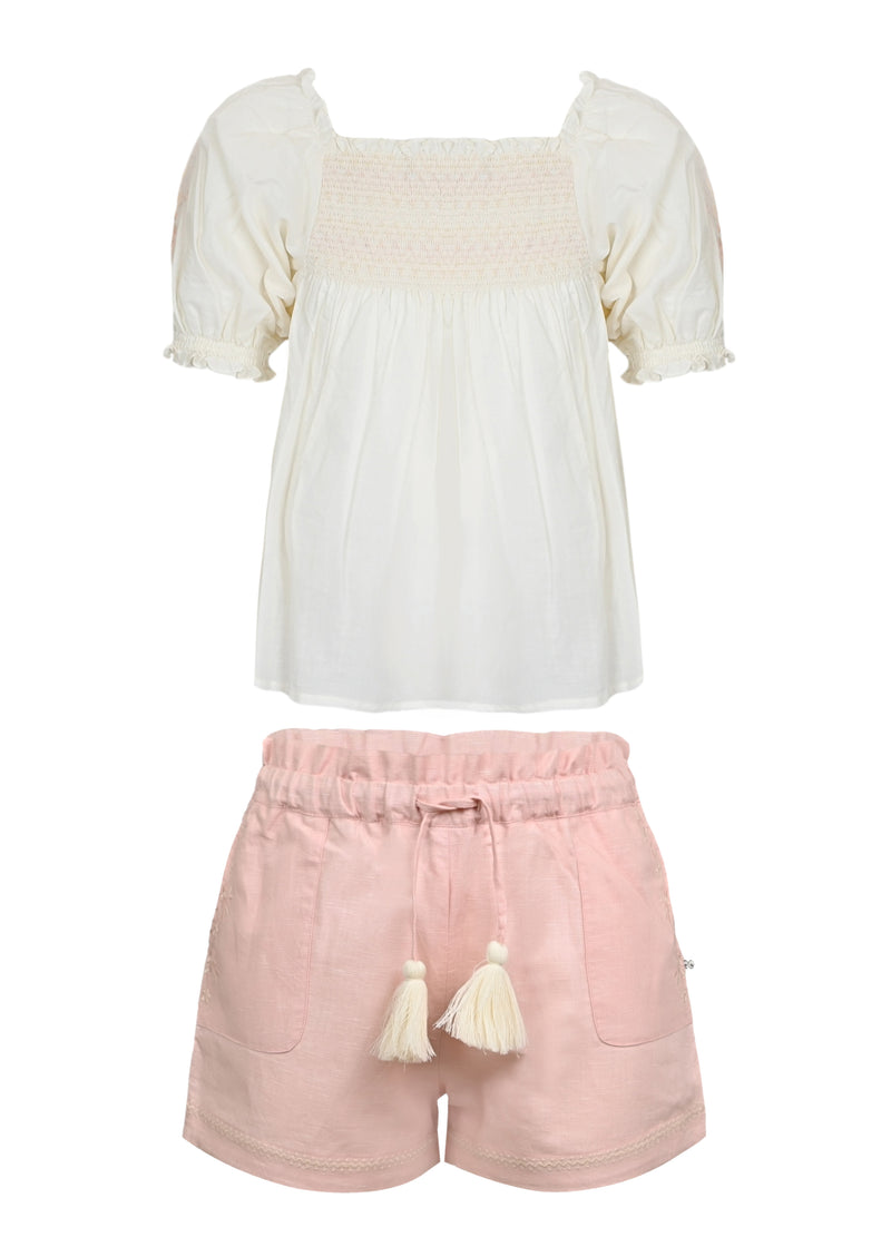 Judith Blouse and Shorts Set Cream