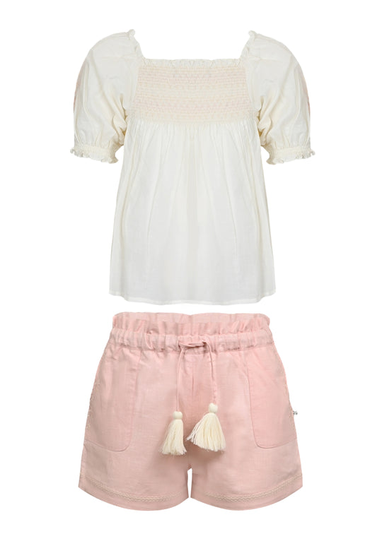Judith Blouse and Shorts Set Cream