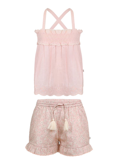 Olivia Blouse and Shorts Set Pink Sand