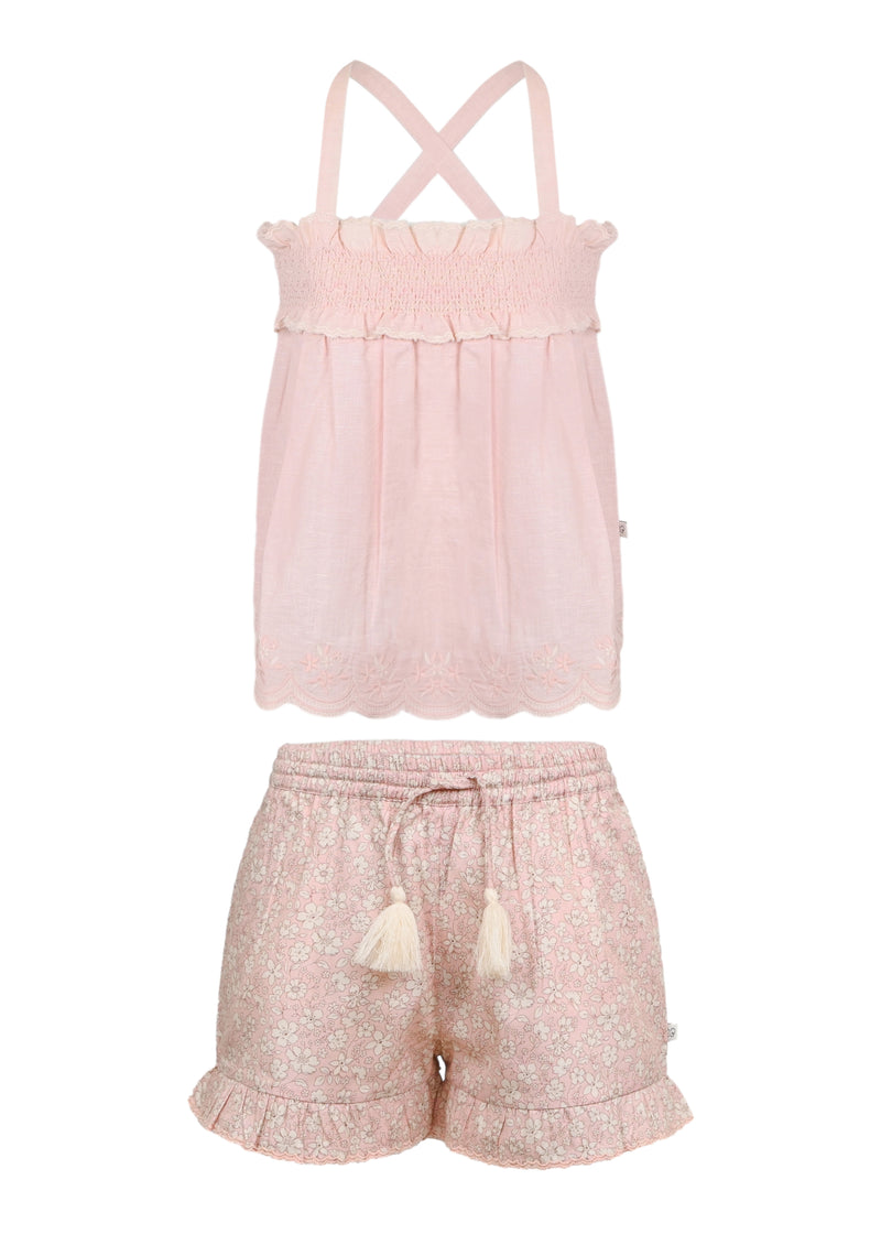 Olivia Blouse and Shorts Set Pink Sand
