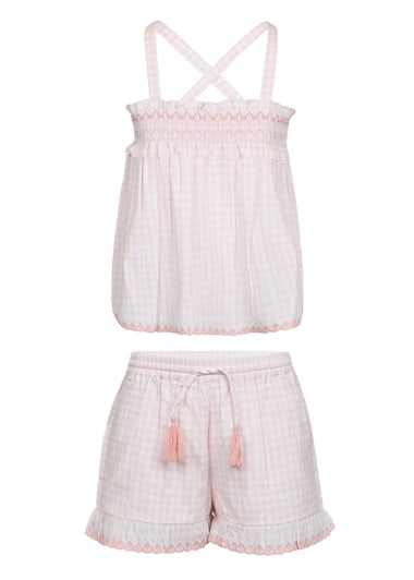 Olivia Blouse and Shorts Set Soft Pink