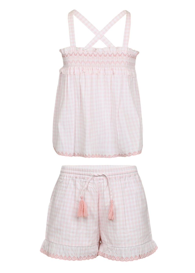 Olivia Blouse and Shorts Set Soft Pink