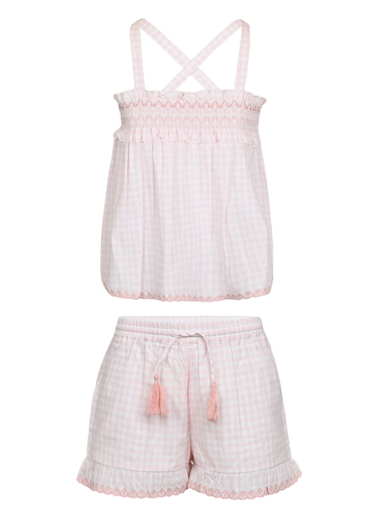 Olivia Blouse and Shorts Set Soft Pink