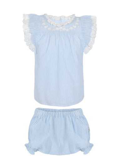 Vicky Baby Dress and Bloomer Blue