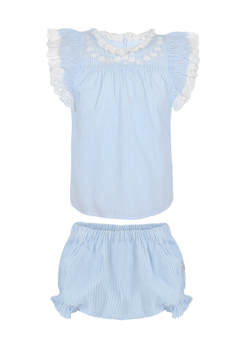Vicky Baby Dress and Bloomer Blue