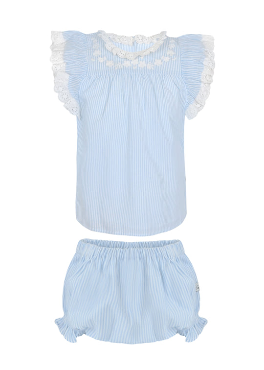 Vicky Baby Dress and Bloomer Blue