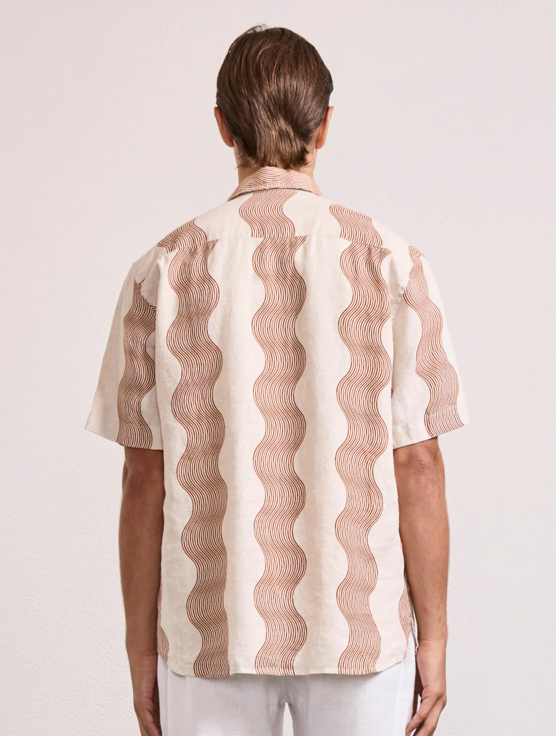 Load image into Gallery viewer, Castro Duo Cabana Stripe Short Sleeve Shirt Ecru &amp;amp; Sienna - Top
