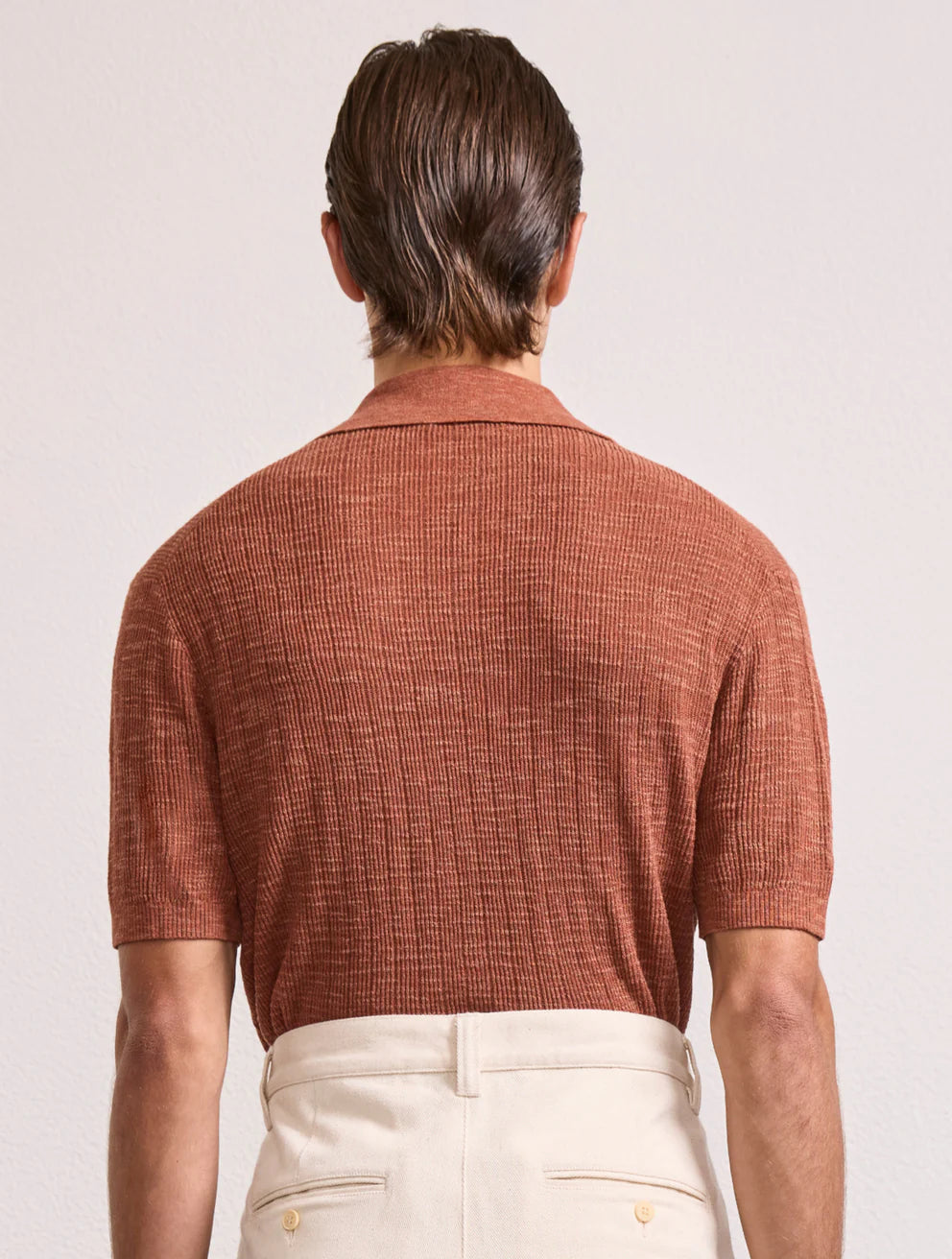 Load image into Gallery viewer, Joaquim V Neck Polo Short Sleeve Silk Brown - Polo Shirt
