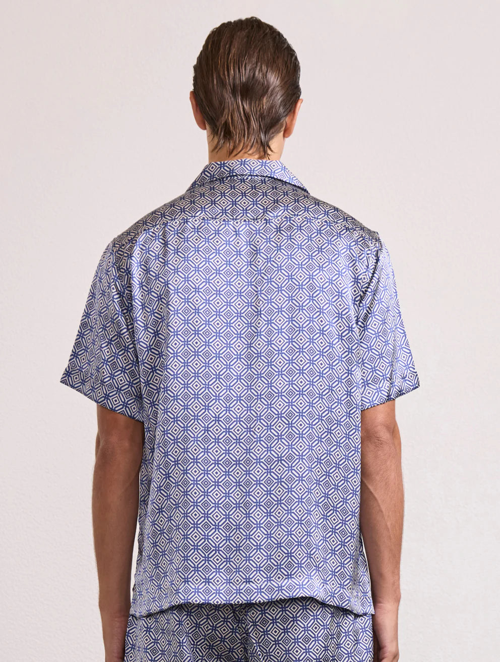 Load image into Gallery viewer, Roberto Silk Short Sleeve Shirt Angra Trelica Print Dusk - Polo Shirt
