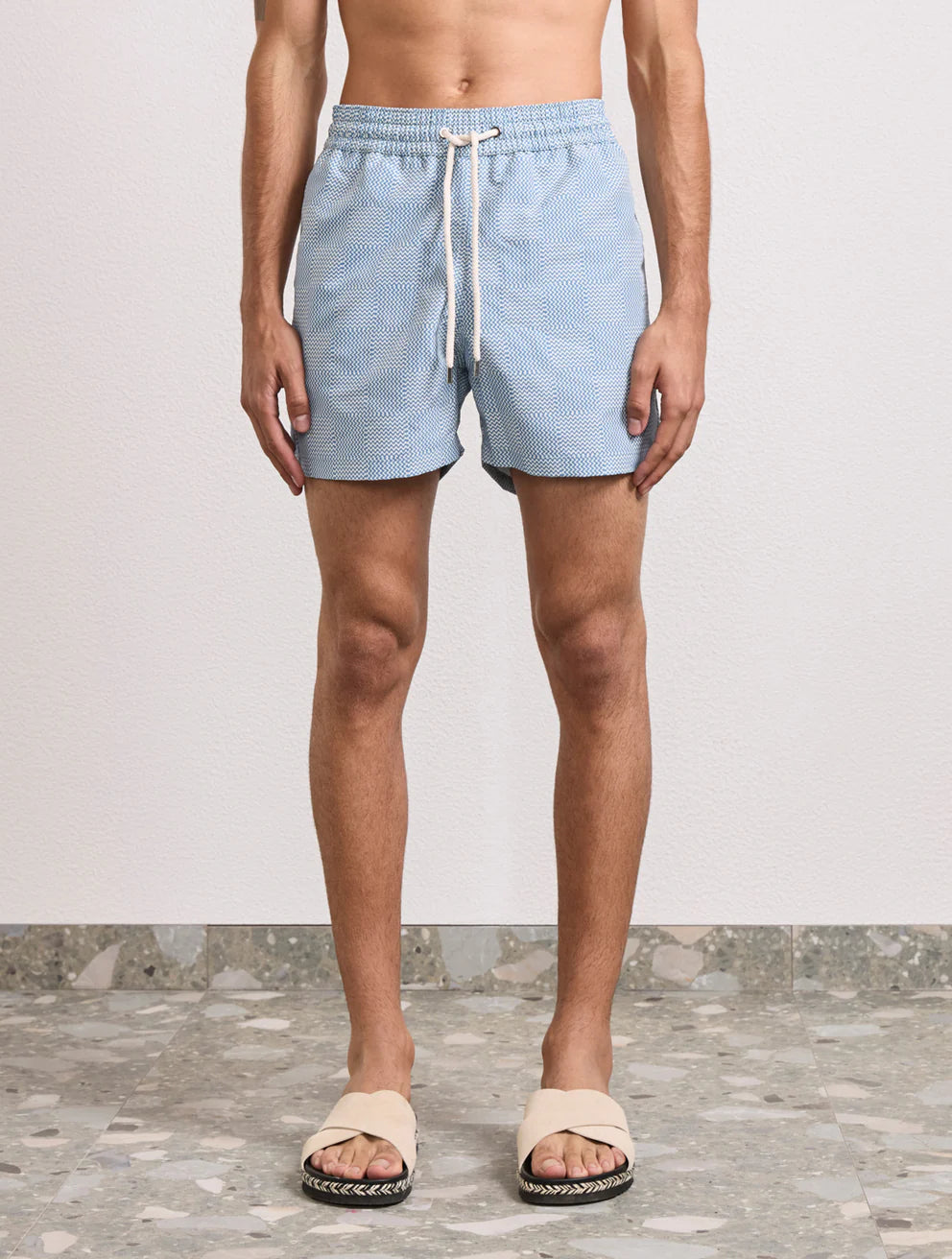 Load image into Gallery viewer, Rio Copa Check Print Swimshorts Denim Blue - Swim Shorts

