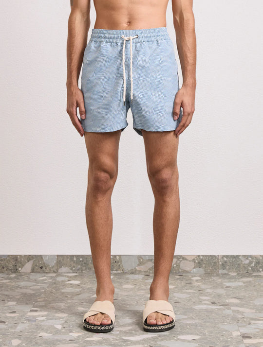 Rio Copa Check Print Swimshorts Denim Blue - Swim Shorts