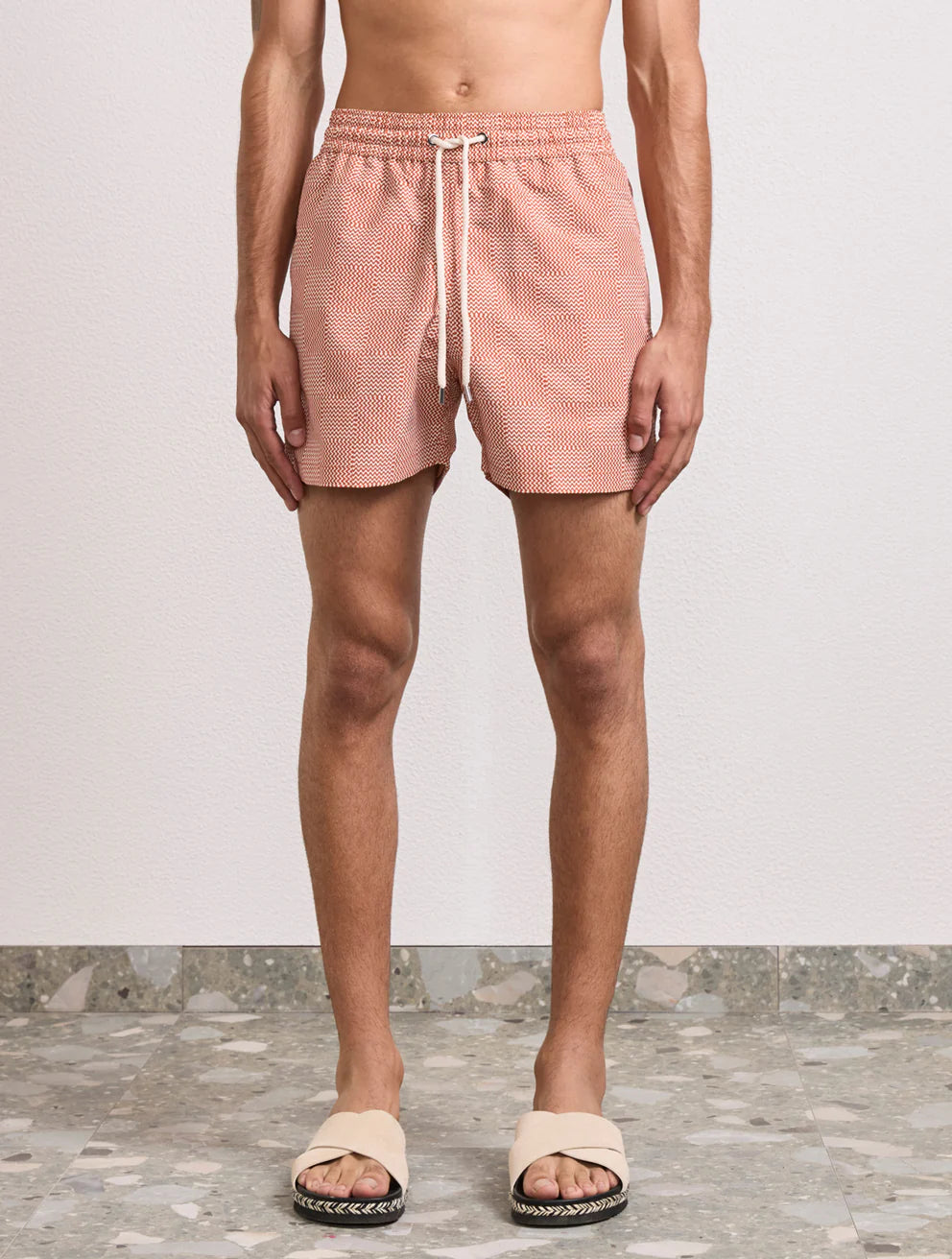 Load image into Gallery viewer, Rio Copa Check Print Swimshorts Burnt Orange - Swim Shorts
