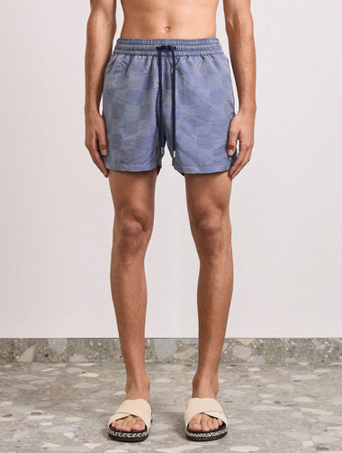 Rio Copa Check Print Jacquard Swimshorts Dusk - Swim Shorts