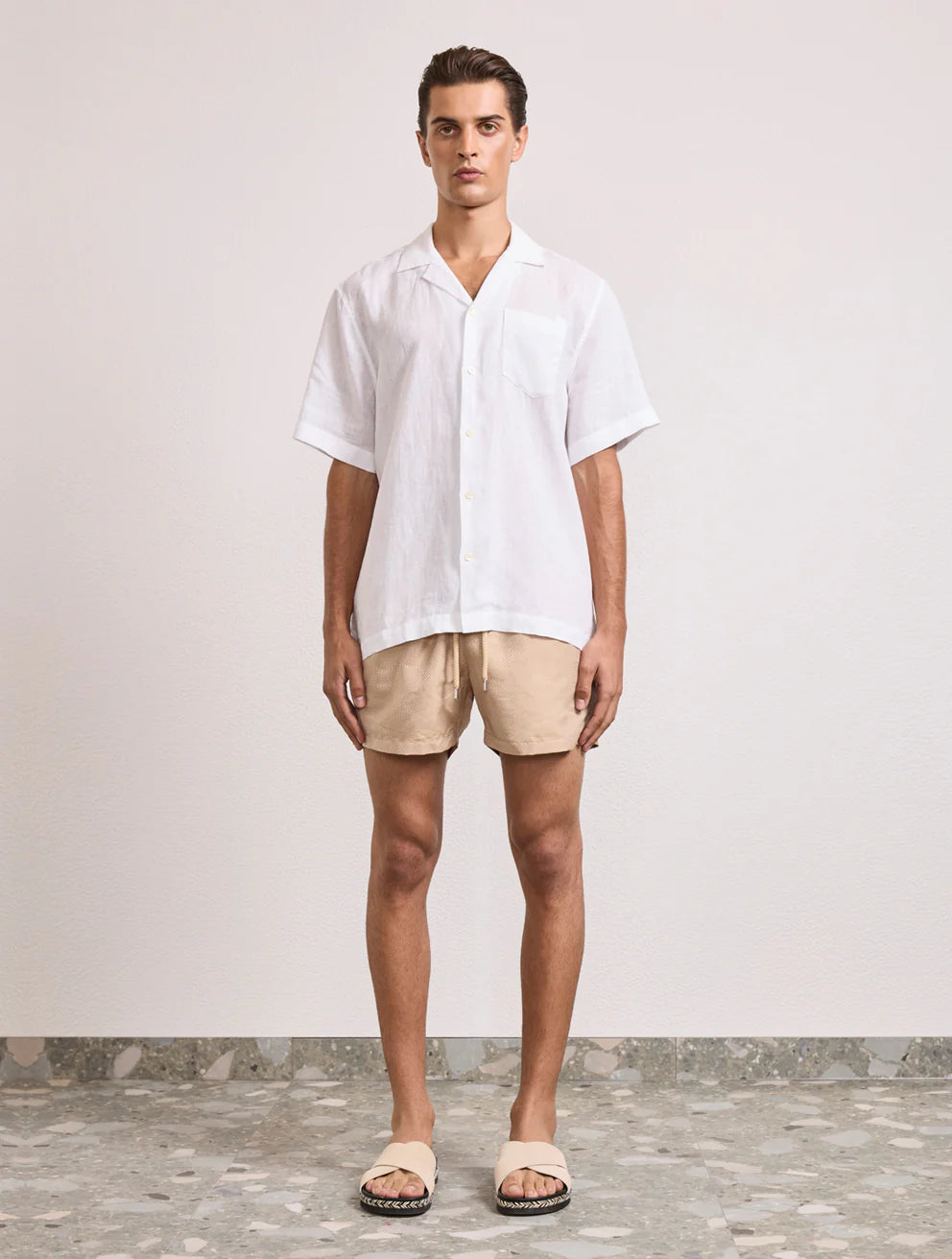 Load image into Gallery viewer, Rio Copa Check Print Jacquard Swimshorts Sand - Swim Shorts
