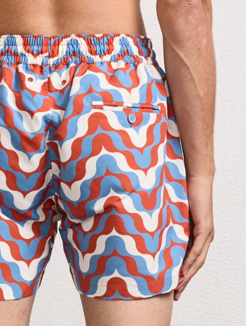 Load image into Gallery viewer, Rio Deserto Print Swimshorts Burnt Orange &amp;amp; Denim Blue - Swim Shorts
