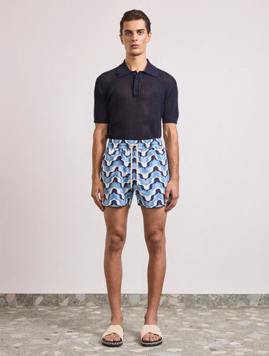 Rio Deserto Print Swimshorts Dusk & Denim Blue - Swim Shorts
