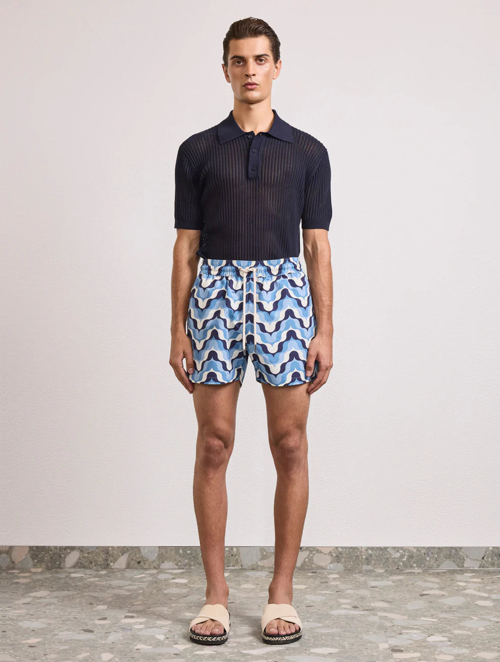 Load image into Gallery viewer, Rio Deserto Print Swimshorts Dusk &amp;amp; Denim Blue - Swim Shorts
