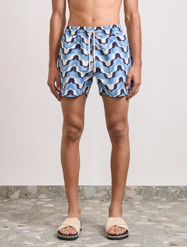 Rio Deserto Print Swimshorts Dusk & Denim Blue - Swim Shorts
