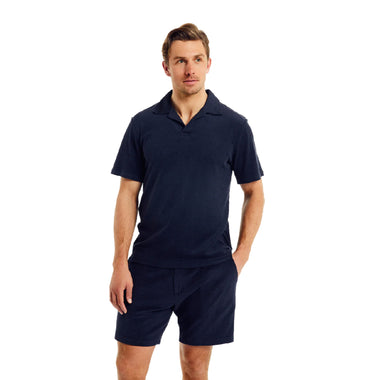 Men’s Faustino Terry Cotton Blend Polo - Navy Blue - Top