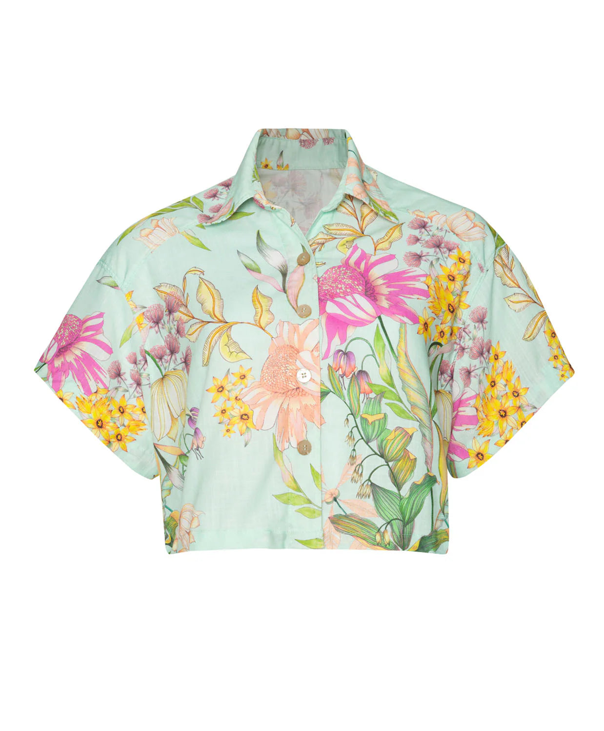 Load image into Gallery viewer, Darcy Button Crop Top Floret
