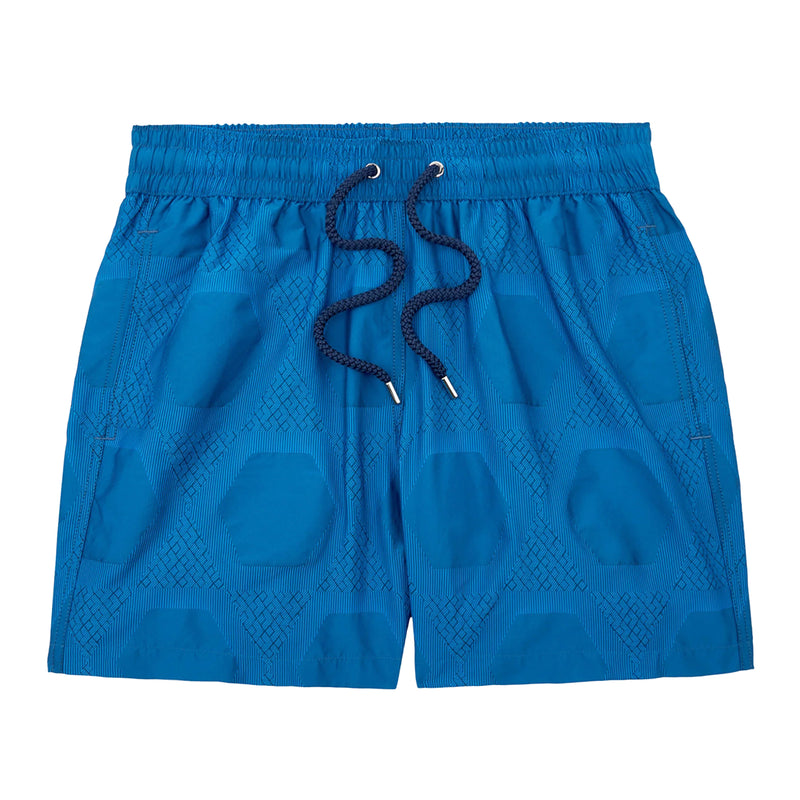 Blue Swim Shorts with Slit Front Pockets