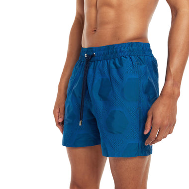 Blue Swim Shorts with Slit Front Pockets - Swim Shorts