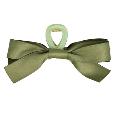 Large Claw Clip With Bow Green - Hair Accesories