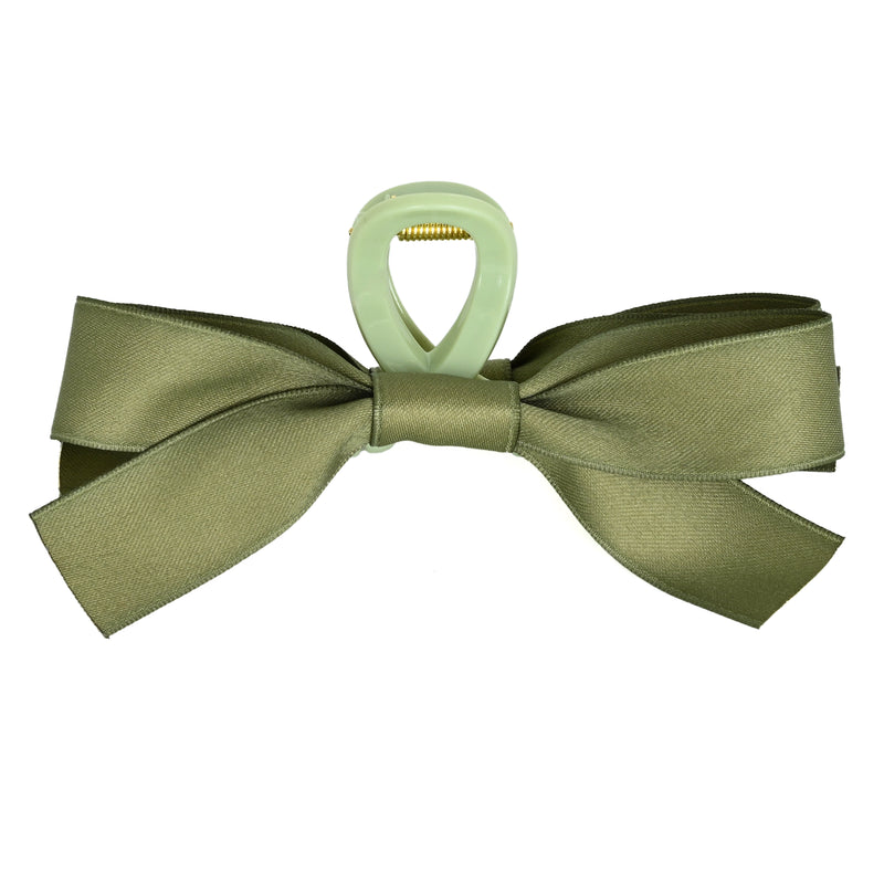 Large Claw Clip With Bow Green
