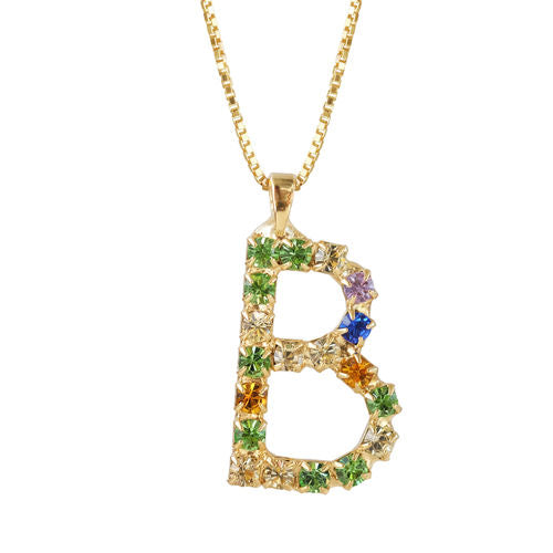 Letter Necklace Crystal B