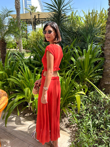 Solid Evie Long Dress Orange - Dress