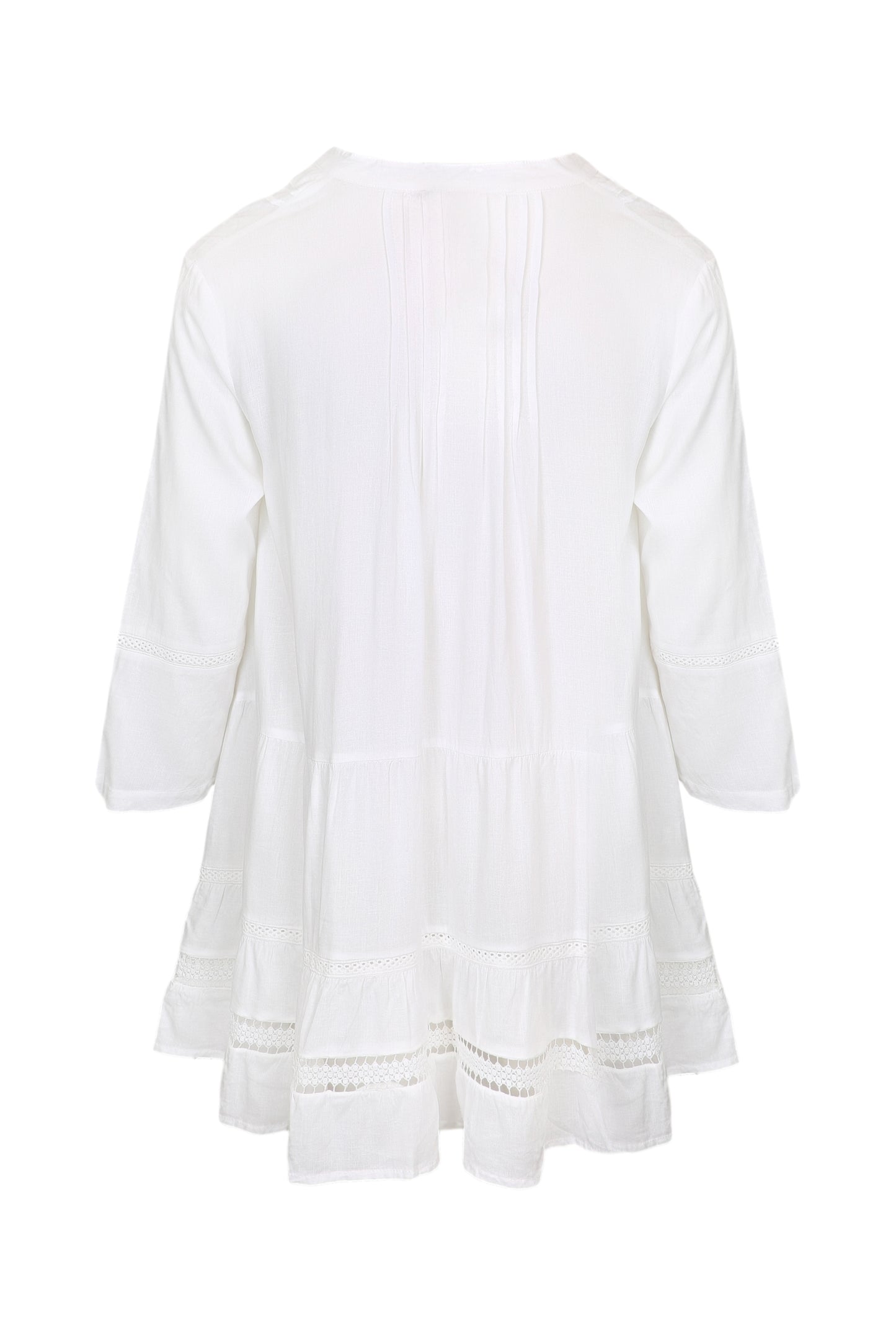 Load image into Gallery viewer, Raya Loose Fit Pleated Linen Dress White - ONE SIZE - Dress
