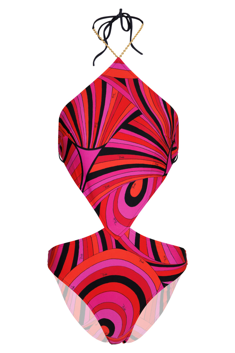 Iride Print Trikini Fuchsia Black