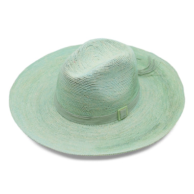 Isabella Clasico Crochet Wide Brim Packable Adriatic Mist Hat With Tagua Buckle Cord - Hat