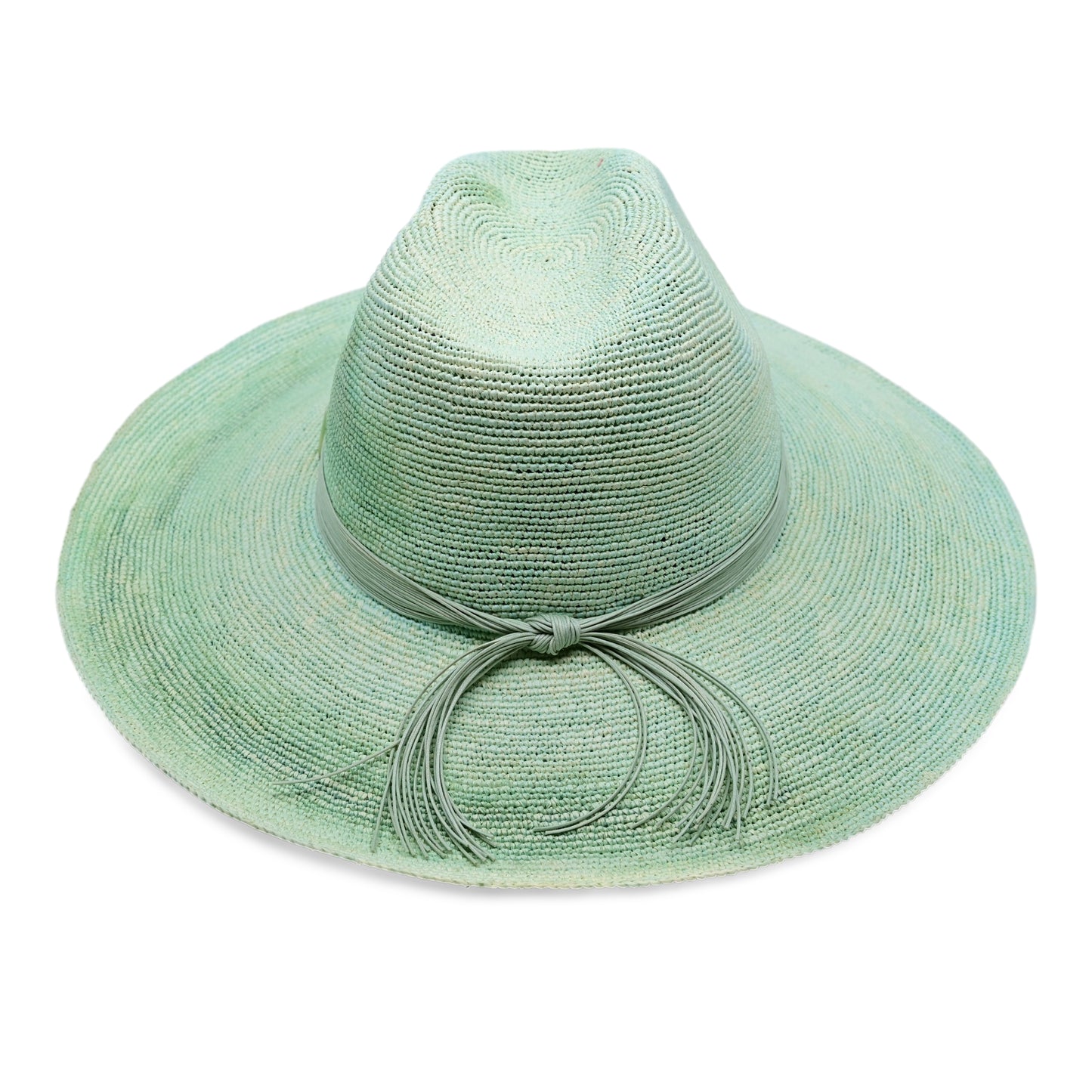 Isabella Clasico Crochet Wide Brim Packable Adriatic Mist Hat With Tagua Buckle Cord - Hat