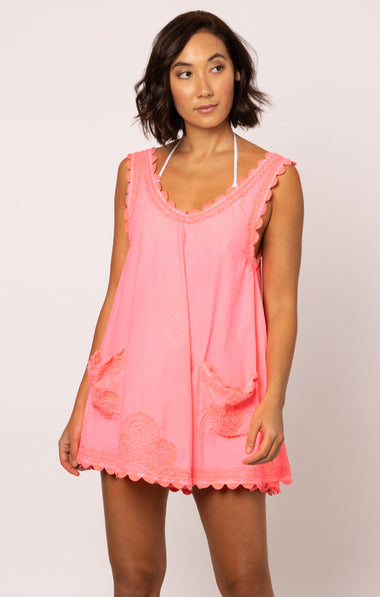 Poplin Low Back Dress In Watermelon