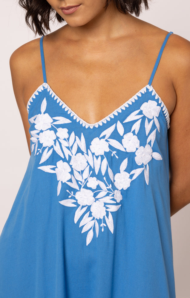 Load image into Gallery viewer, Linen Look V-Neck Midi Dress Marine/White
