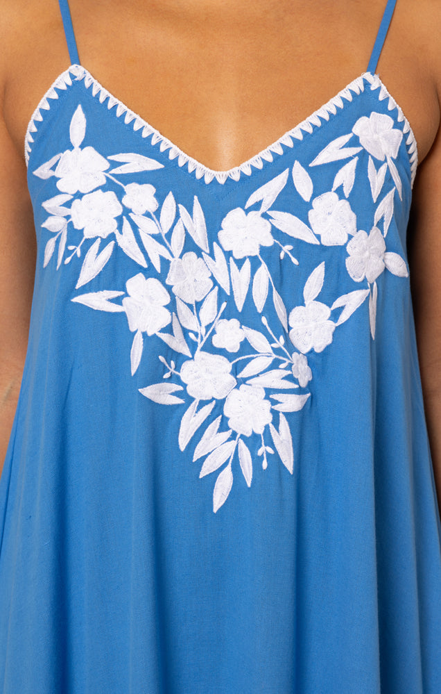 Load image into Gallery viewer, Linen Look V-Neck Midi Dress Marine/White
