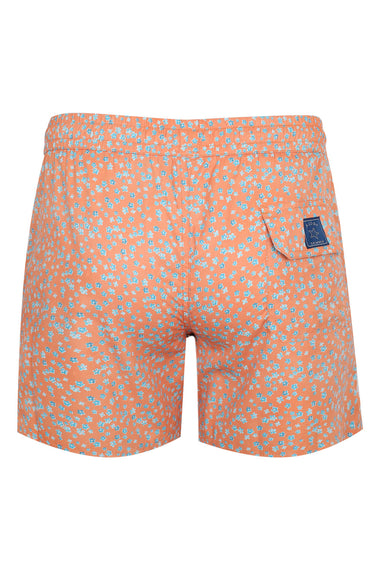 Men Swim Short Orange Flowers