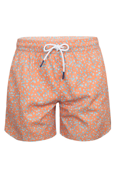 Men Swim Short Orange Flowers