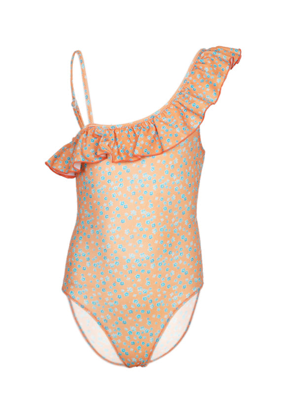 Load image into Gallery viewer, Girls One Piece Orange Flowers

