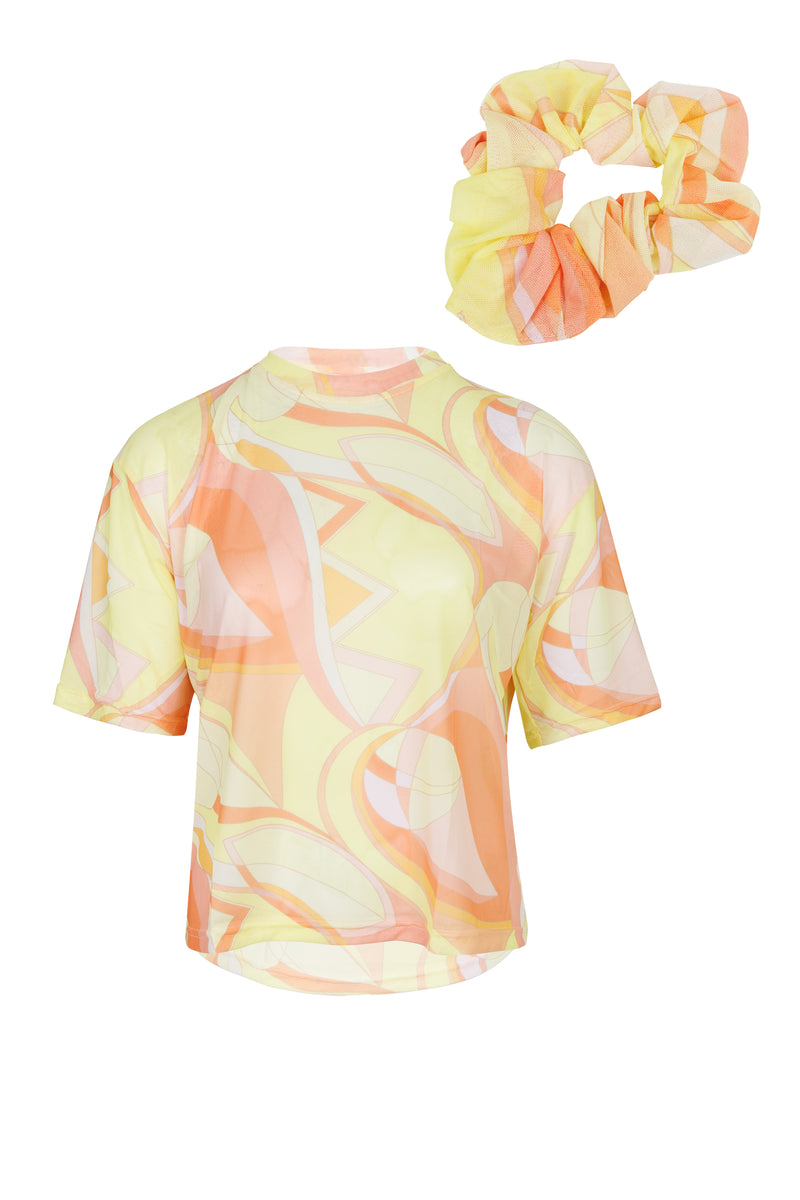 Mesh T-Shirt and Scrunchie Yellow