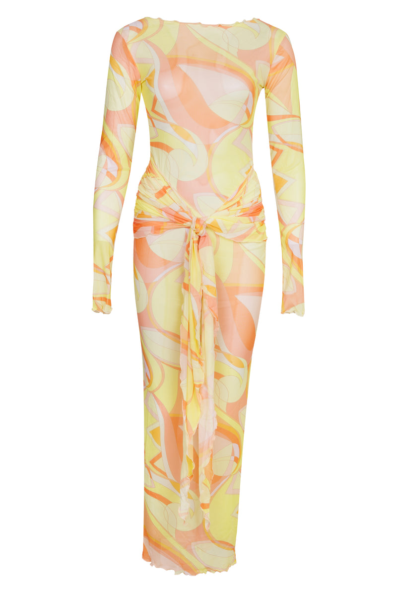 Mesh Tie Dress Yellow