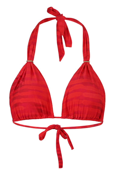 Adjustable Halter Bikini Top Stripe Flora