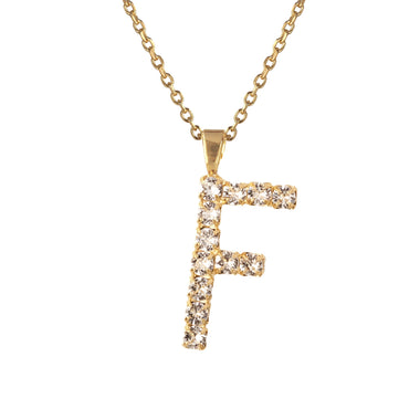 Letter Necklace Crystal F - Necklace
