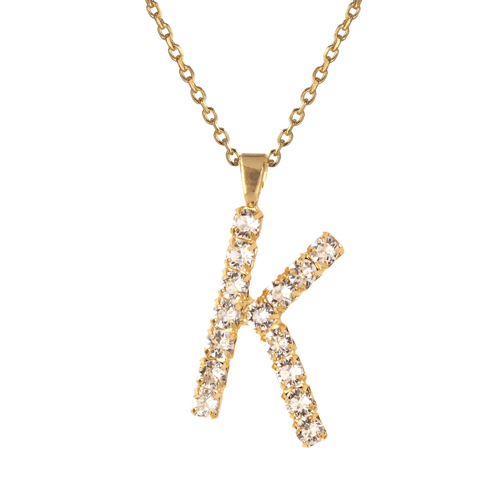 Letter Necklace Crystal K