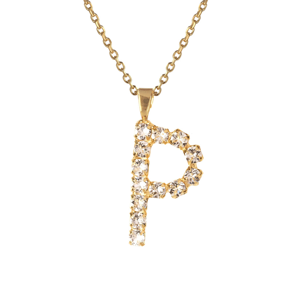 Letter Necklace Crystal P