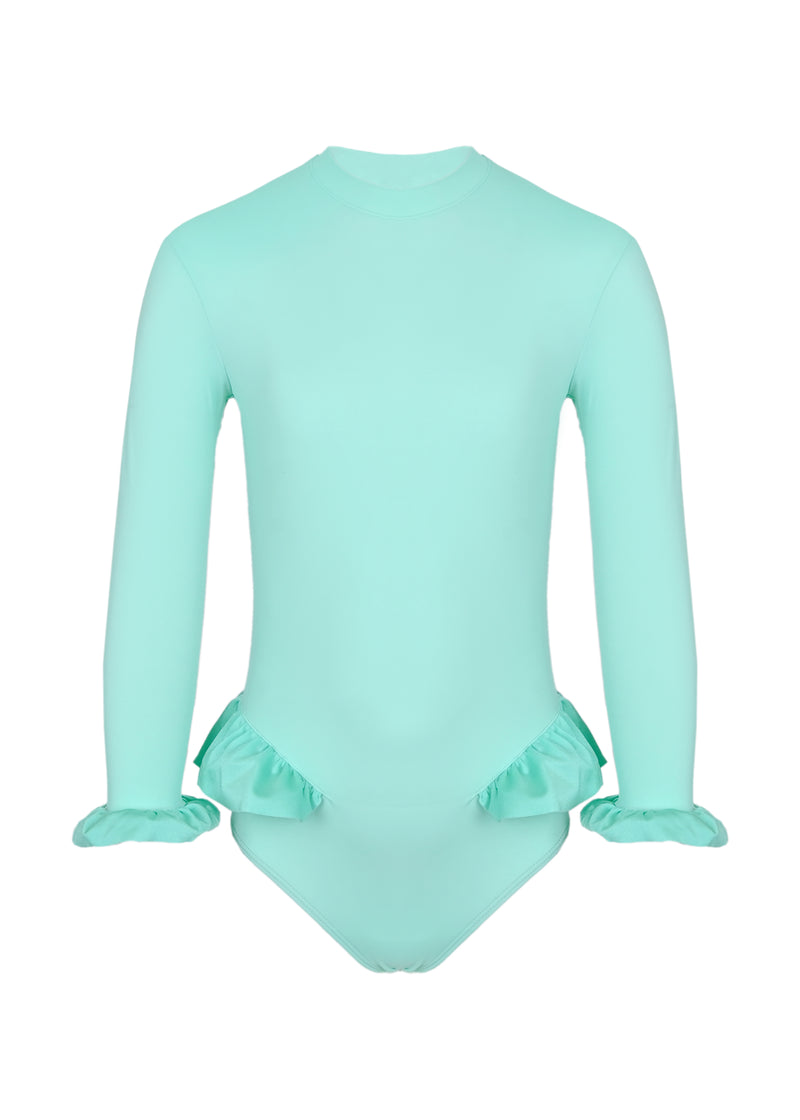 One Piece Baby Long Sleeves Aqua , Recycled, UPF 50+