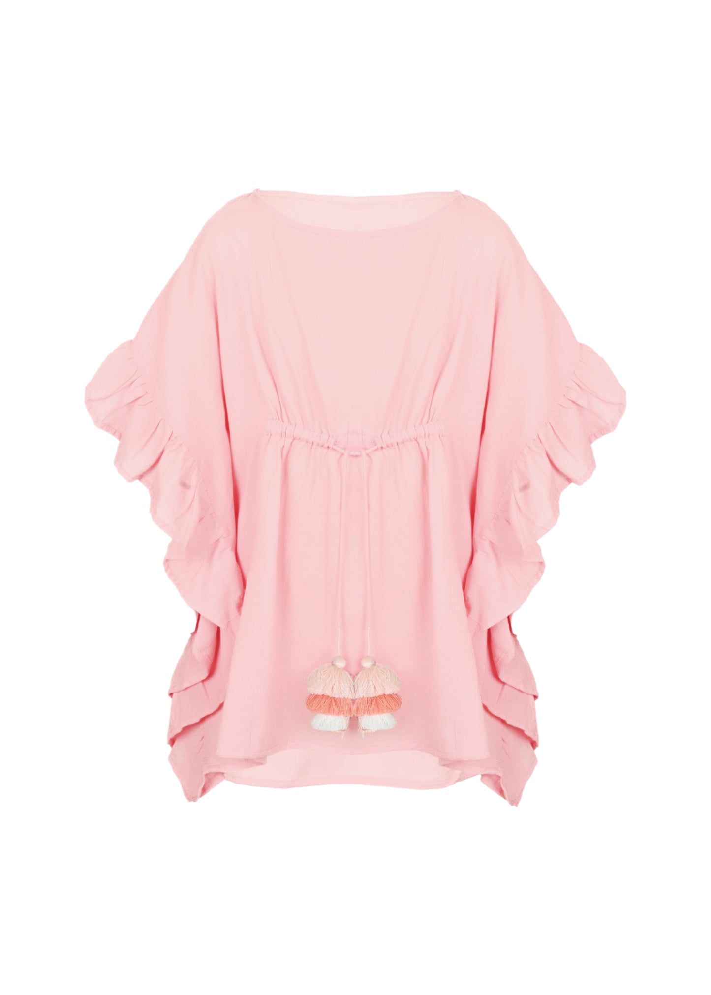 Load image into Gallery viewer, Caftan For Girls Cotton Gauze With Pompoms Pink - Kaftan
